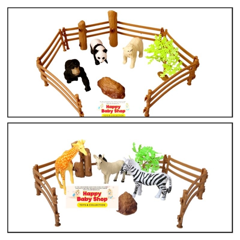 Mainan Miniatur Figure Hewan Zoo Animals + Pagar YH 73 / YH 77