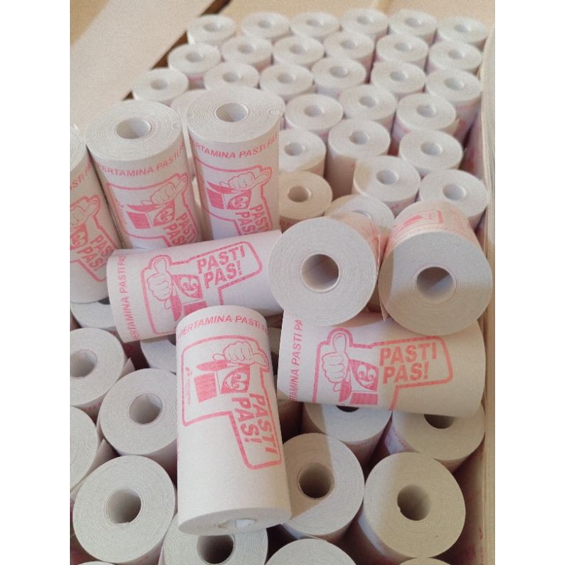 

kertas kasir thermal logo SPBU pasti pas 57x30 paket 10roll/pcs