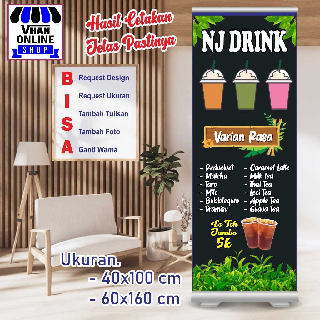 Banner Spanduk MMT Minuman Viral dan Jualan Es Teh Jumbo