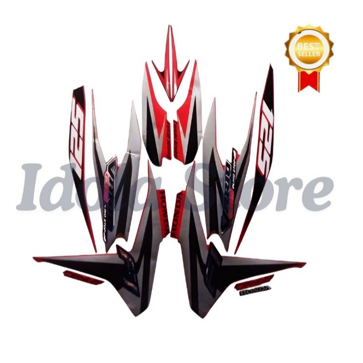 Stiker Striping Motor Honda Vario 125 CBS Hitam Merah 2013 Lis Les Body Vario 125 CBS 2013 Motor