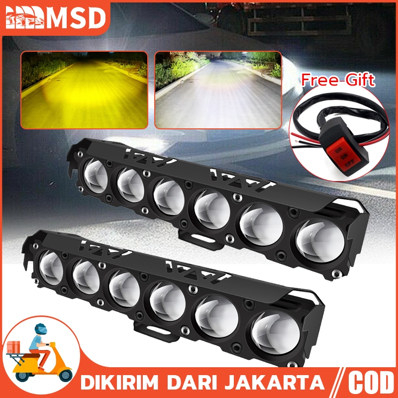 Lampu Tembak Motor Mobil LED Laser D2 D3 Transformer 2 Warna Putih Kuning 6 Mata Lampu Laser LED