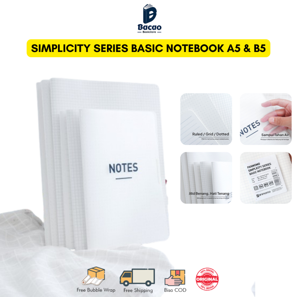 

Panmomo Simplicity Series Basic Notebook A5 B5 - Buku Tulis Minimalis Cover Anti Air