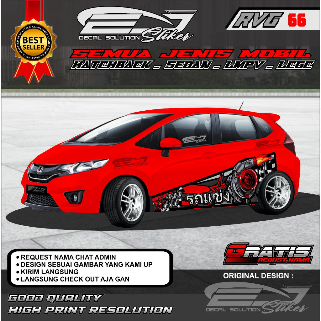 STIKER MOBIL THAILOOK LIVERY JAZZ YARIS AVANZA XENIA GRATIS REQUEST NAMA RVG-66