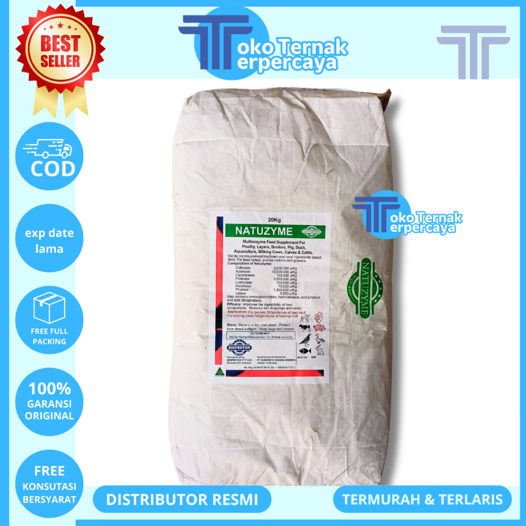 NATUZYME 20 KG (1 SAK) - Multi Enzim untuk Ayam Bebek Babi Sapi Kambing Dan Ikan - Enzyme Ayam - Enz
