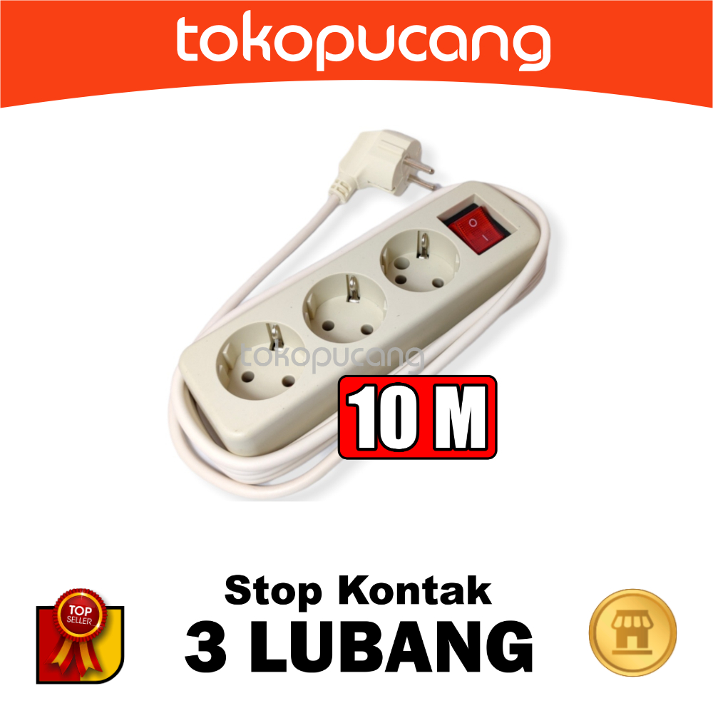 STOP KONTAK 3 LUBANG + KABEL 10 METER 10M COLOKAN LISTRIK STOPKONTAK TERMINAL