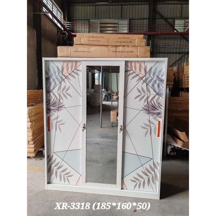 LEMARI PAKAIAN BESI 3 PINTU SLIDING KHUSUS BOGOR KURIR TOKO