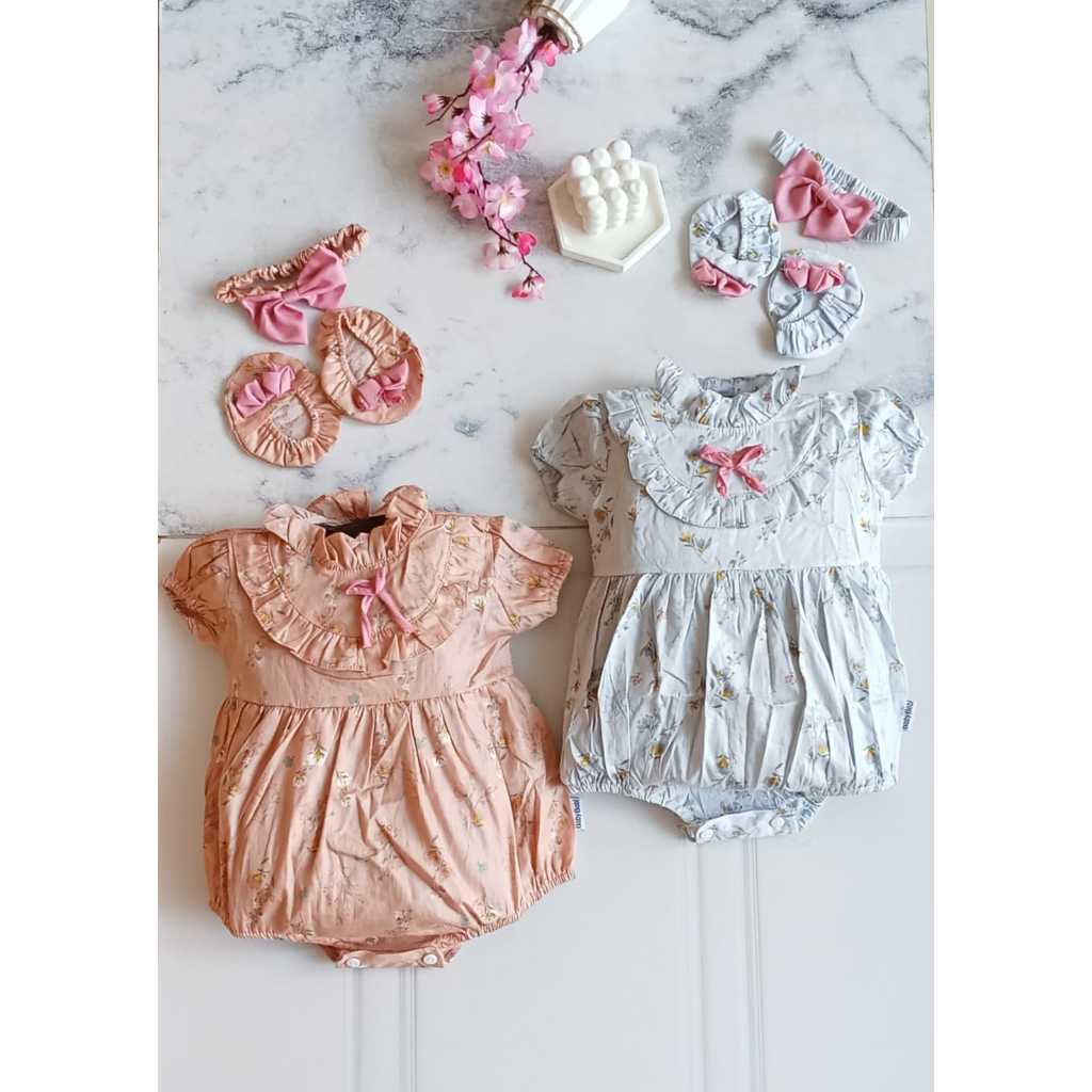 Set Baju Jumper Bayi Perempuan / Set Baju Newborn Free Bandana Kaos Kaki / Jumper Bayi Lucu Premium