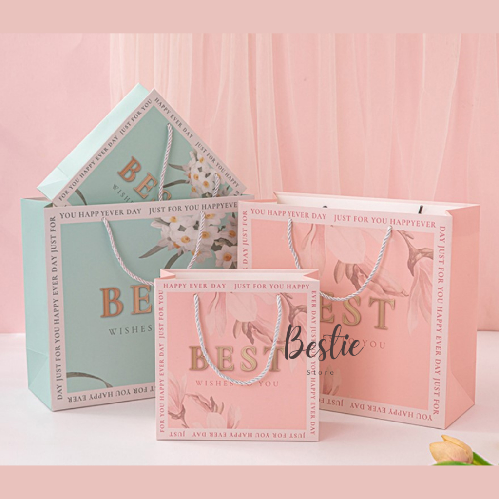 

Bestie Packaging Paperbag Paper Bag Kantongan Karton Hampers Kado Souvenir Bunga Cantik Best Wishes Premium