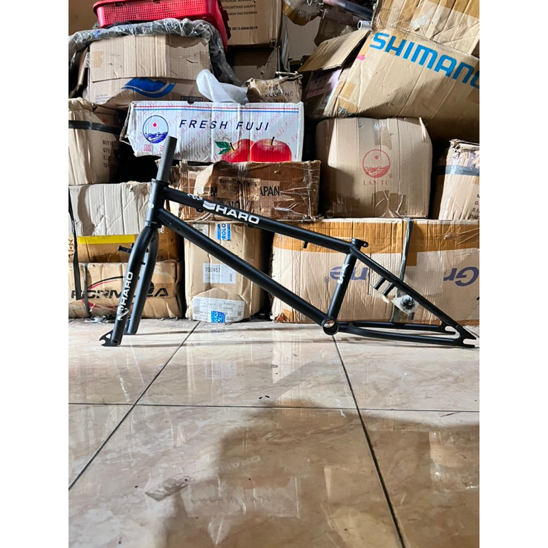 FRAME BMX HARO CHROMOLY HITAM BLACK FREESTYLE OVERSIZE CROMOLY 20 INCH OS FRAME SET FORK FRAMESET