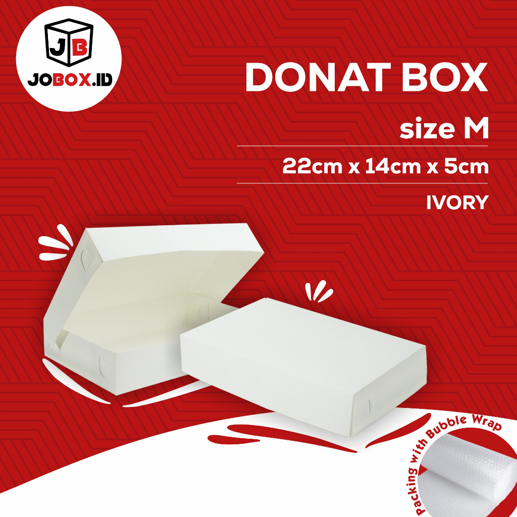 Box Donat isi 4 Ivory  22x14x5 cm / Dus Donat isi 4 / Box Donat murah / Box Brownies / Box Kraft / B