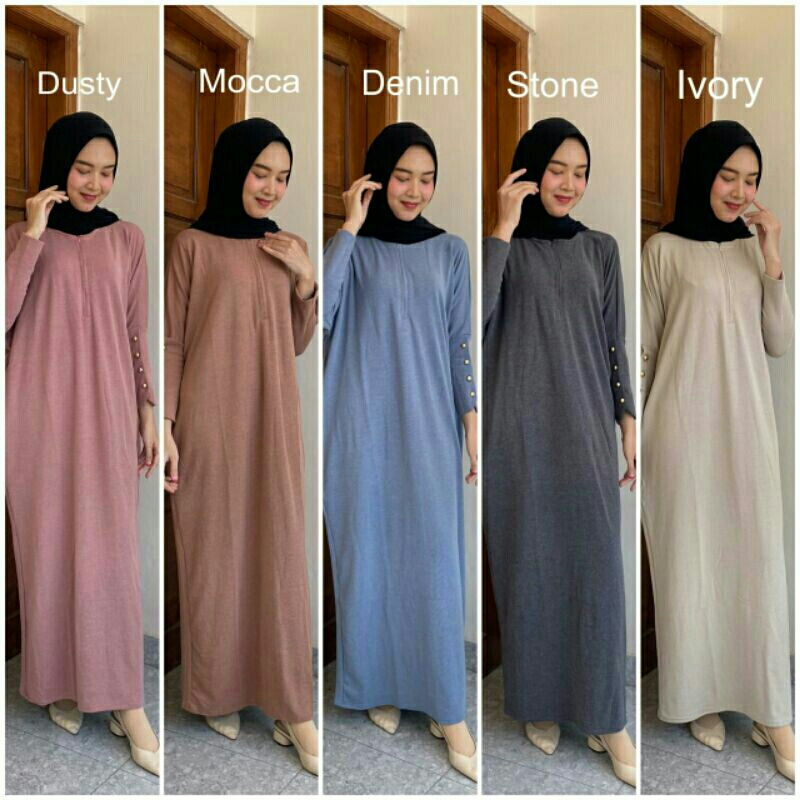 GAMIS KNIT BATWING JUMBO ELENA DRESS FASHION BAJU BUSANA MUSLIM WANITA MODEL KELELAWAR LD 110 120 13