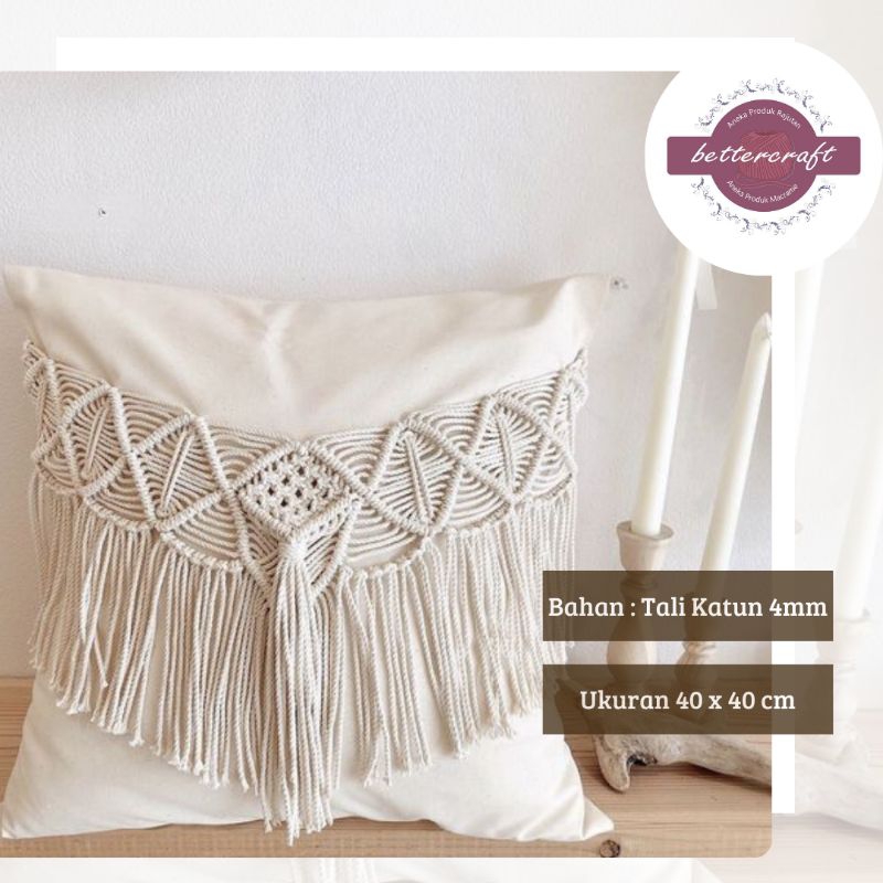 Sarung Bantal Macrame 40x40 | Sarung Bantal 40x40 |Sarung Bantal Aestetic| Macrame Cover Cushion