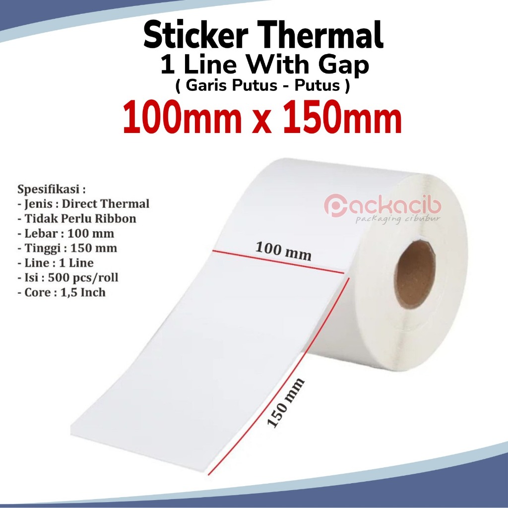 

[1Roll Isi 500 Lembar] LABEL STIKER THERMAL 100mm x 150 mm | Qualitas Premium