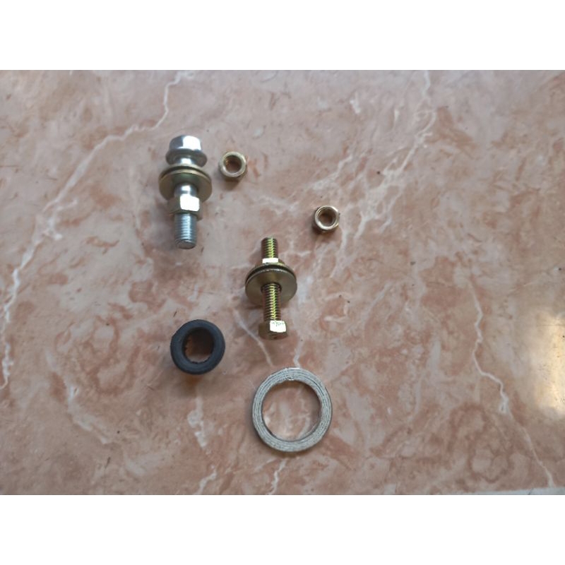 baut pegangan knalpot belakang atas  dan bawa mio sporty mile soul fino karbu lemgkap dengan mur leh