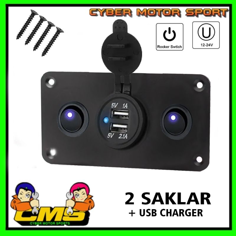 Saklar 12v 24v universal sakelar switch lampu LED dashboard panel USB charger foglamp headlamp senja