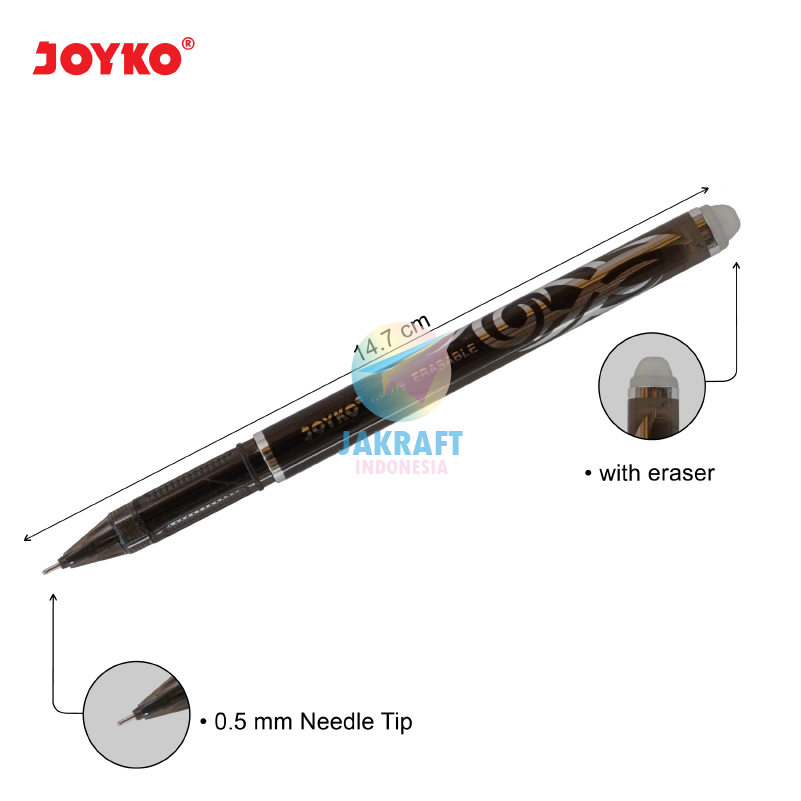 

sg (12 Pcs) GROSIR Pulpen Erasable Gel Pen Ujung Tajam JOYKO GP-279 SHOKYO Hitam Black / Biru Blue