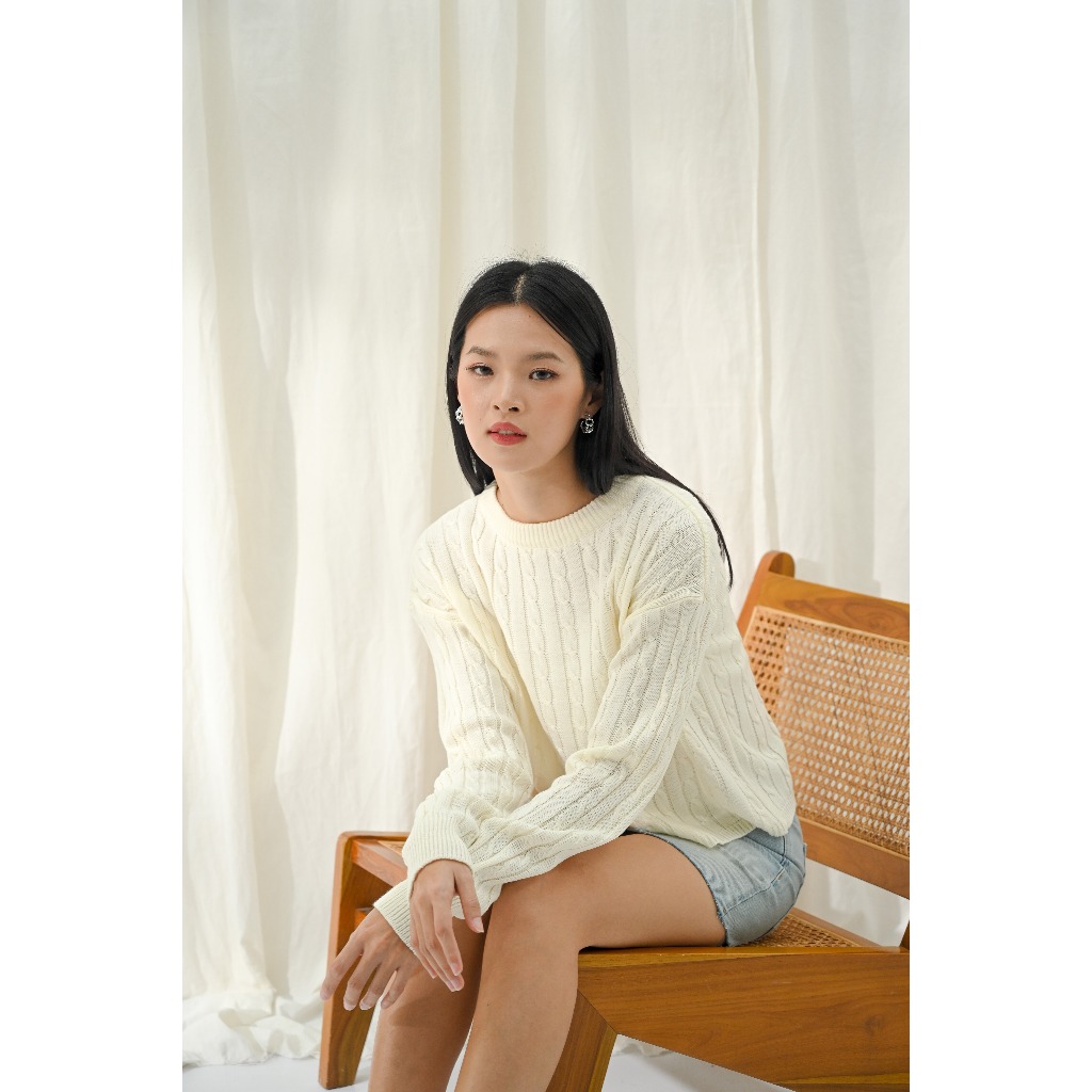 NIGOO Bianca Cable Sweater Rajut Knitwear Wanita