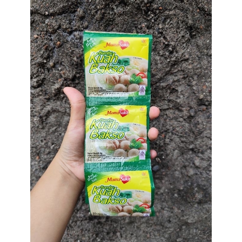 

PROMO kuah bakso mama suka tambahan kaldu kuah bakso 1 renceng isi 10 pcs (@8 gr)