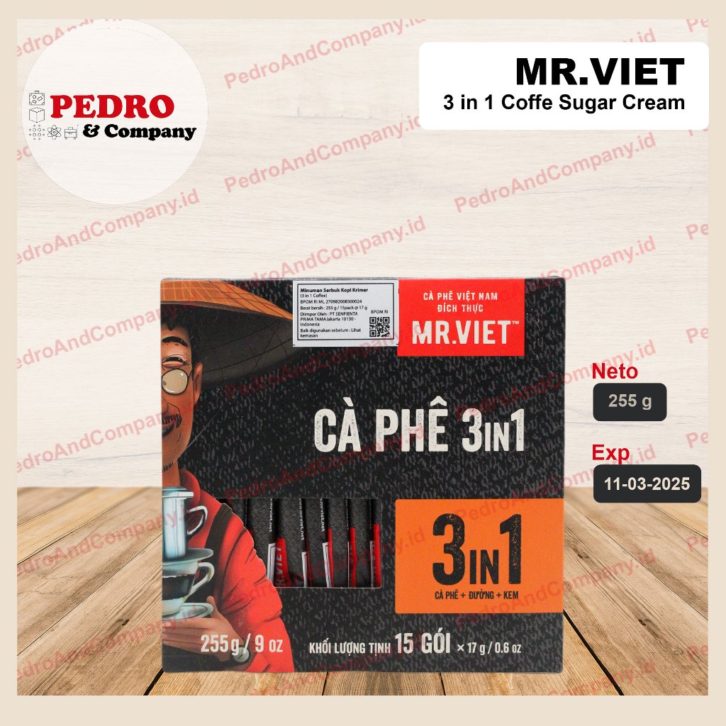 

Mr Viet 3in1 coffee coffee sugar cream 15 pack 255 gram
