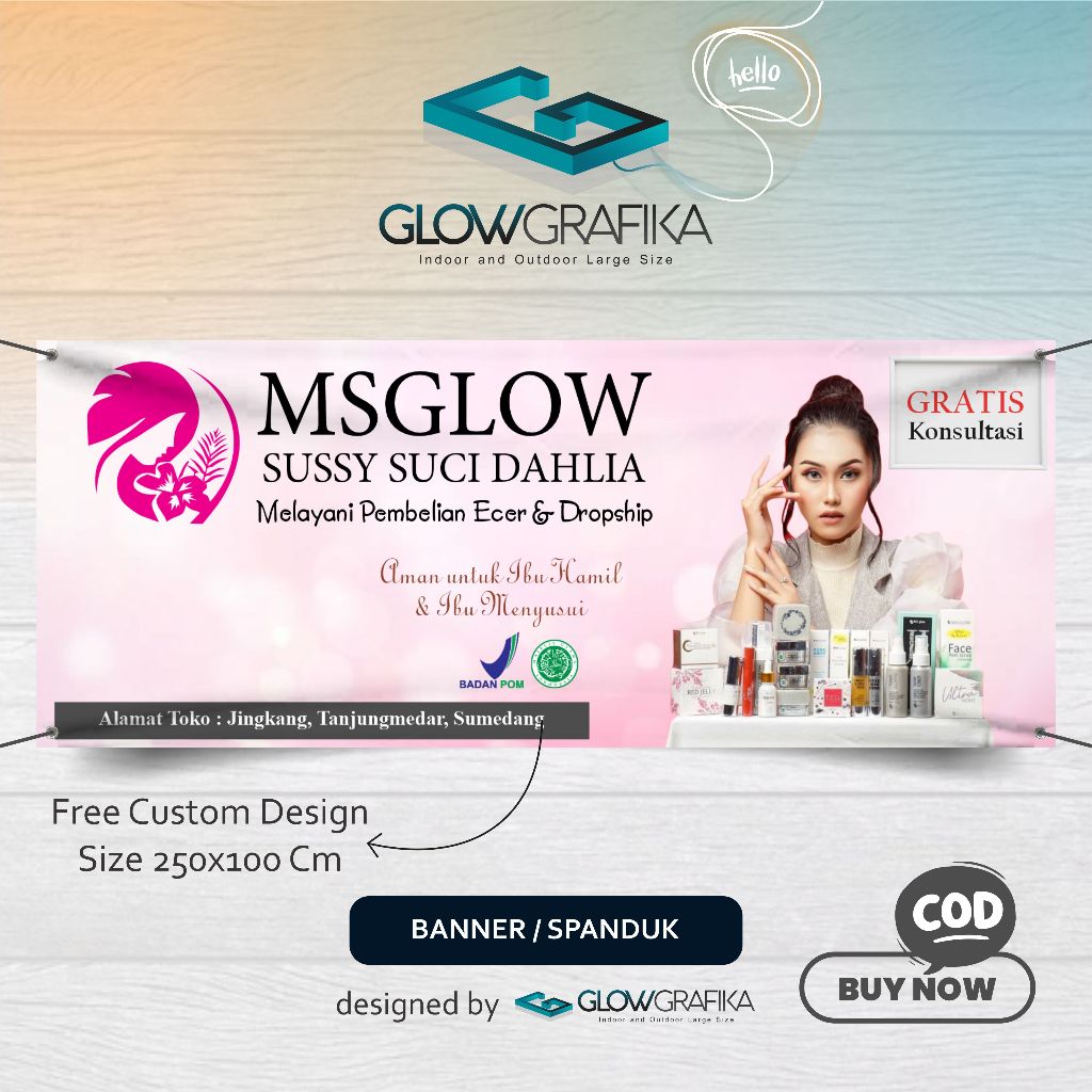 Cetak Spanduk Banner Agen Ms Glow Pink Custom