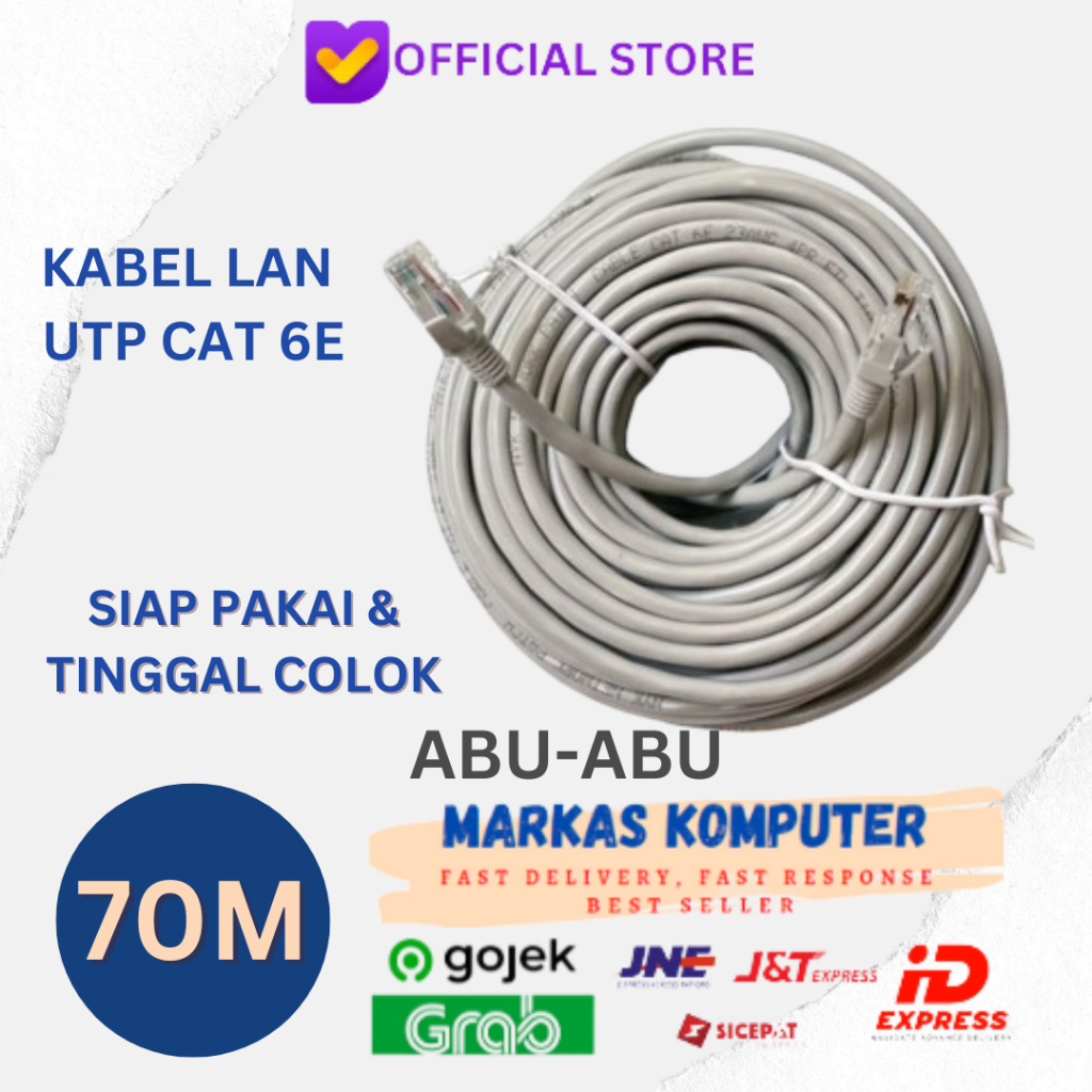 Kabel LAN 70m CAT 6 Internet Jaringan Cat6 UTP 70 Meter