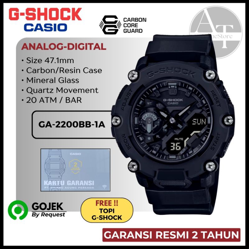 Jam Tangan Pria Casio G-SHOCK GA-2200BB-1A GA2200BB ORIGINAL Garansi Resmi