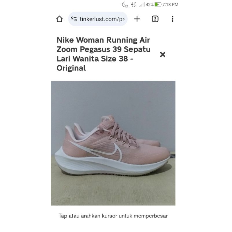 PRELOVED Nike Woman Running Air Zoom Pegasus 39 Sepatu Lari Wanita Size 38 - Original
