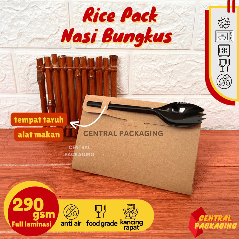 Rice Pack Nasi Bungkus Laminasi Kraft / Rice Pack Bungkus Nasi Kucing / Kertas Bungkus Nasi Kekinian