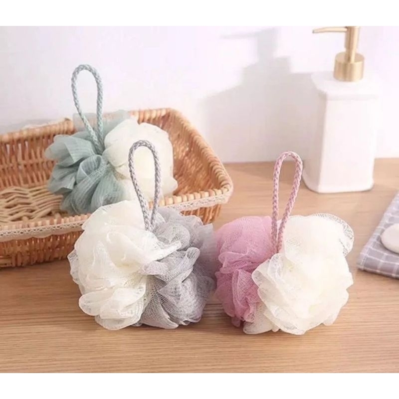 SHOWER PUFF BESAR Spons Mandi Besar Jaring Tebal Sponge Busa Bulat SIKAT PUNGGUNG pembersih daki kul