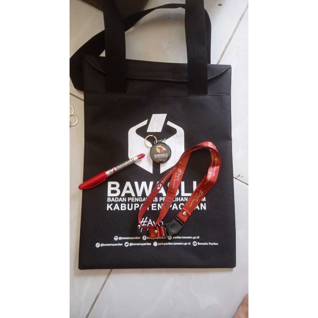 BAWASLU, EVENT MERCH, NOTES, PULPEN, TAS DINIR TEBAL CUSTOM, LANYARD SET