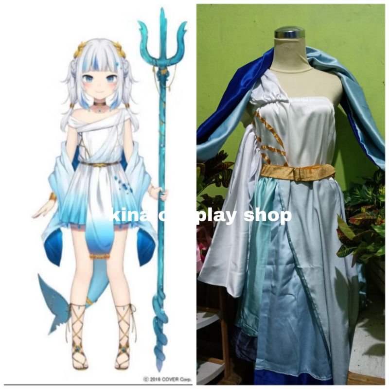 Gawr Gura VTuber,  Gawr Gura Seifuku, Gawr Gura Maid Costum Cosplay