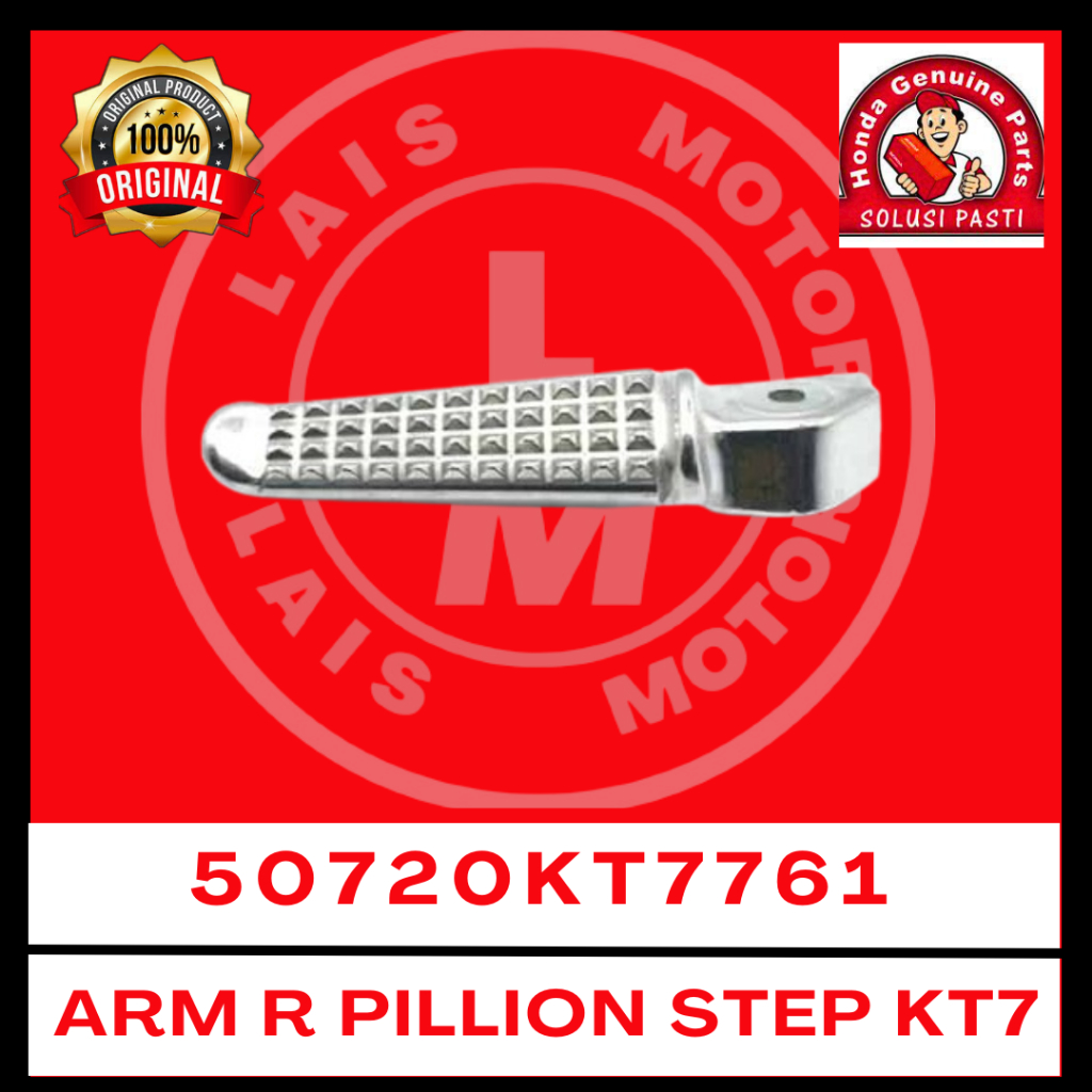 Step Belakang Kanan KT7 CB150R, CBR150R, Sonic 150, Supra GTR, CB150X 50720KT7761 Original AHM