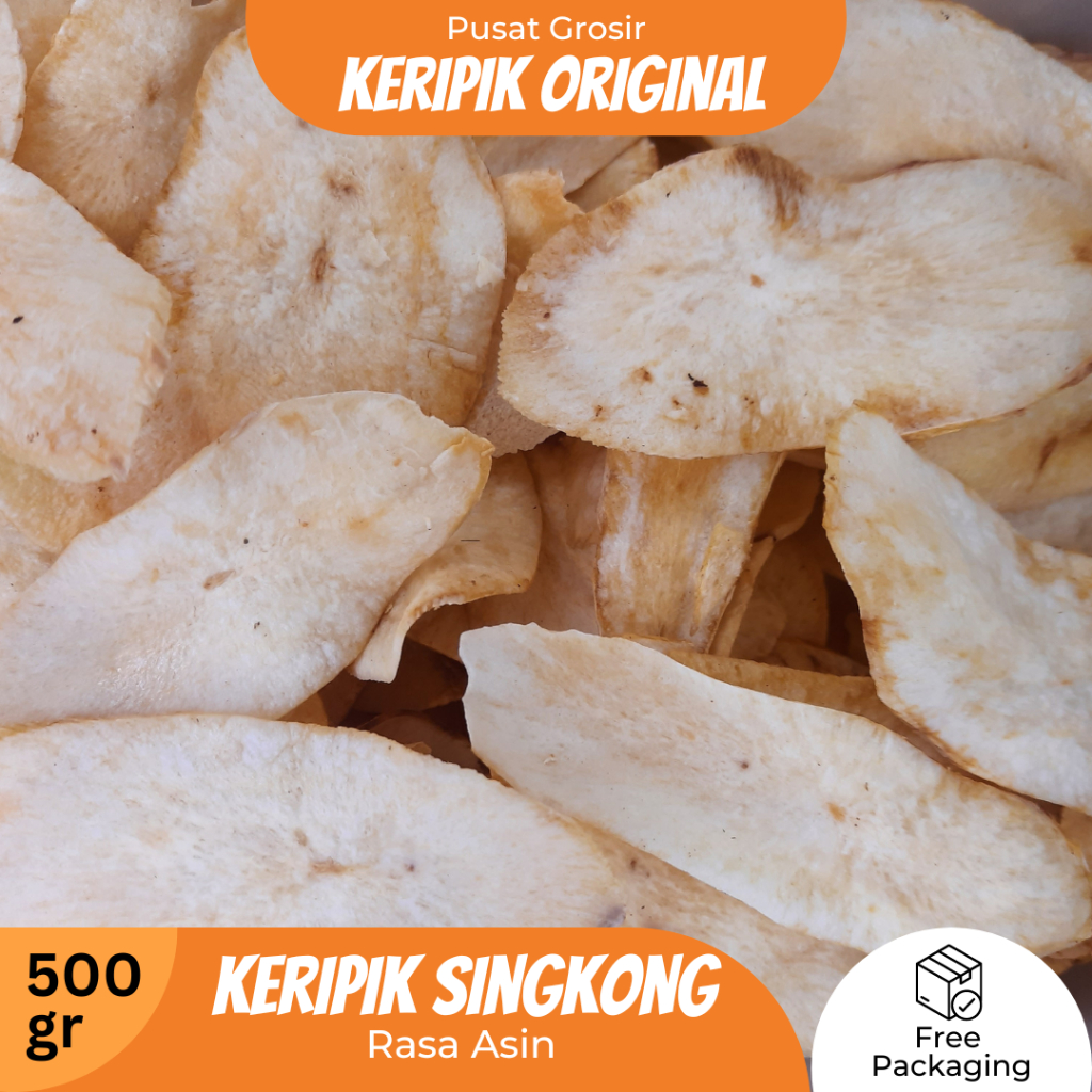 

Cemilan/Snack - Keripik Singkong Original Panjang Tipis (Asin) 1 Kg - Free Packaging Kardus