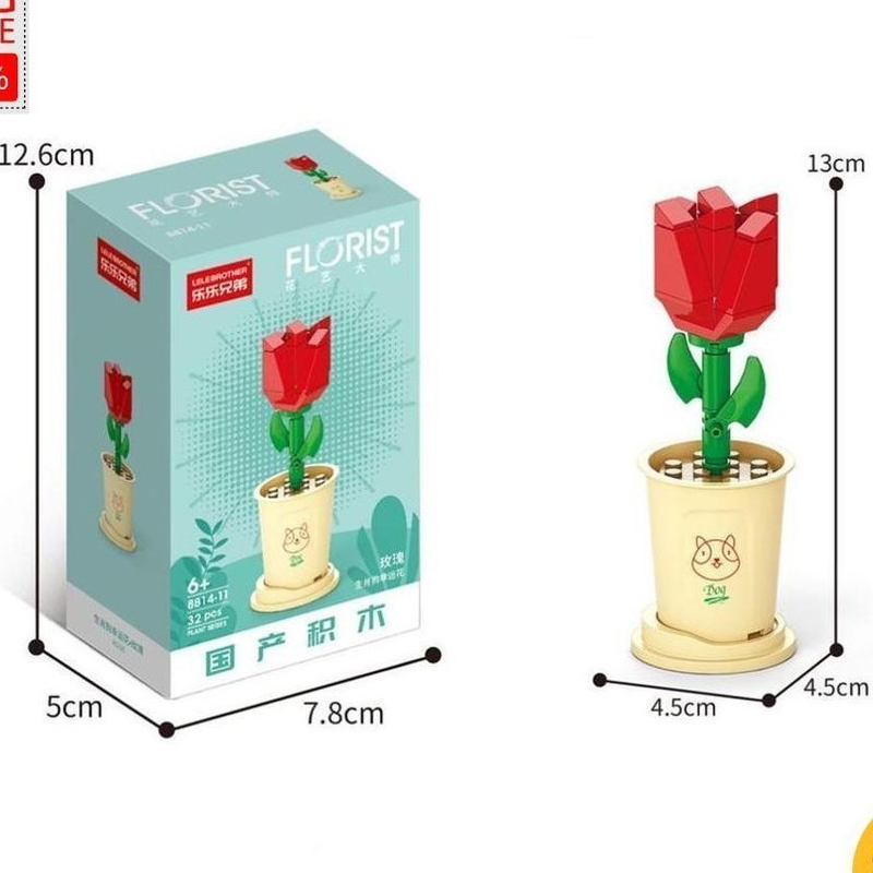 Lego Bricks Lele Brother Florist Mainan Edukasi DIY Tanaman Pot Balok Susun Pot Bunga Flower