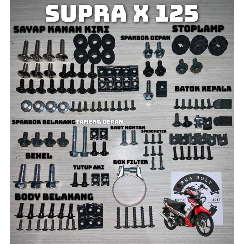 Cod/baut body honda supra x125/baut fullset bodi supra x125R 2007-2013
