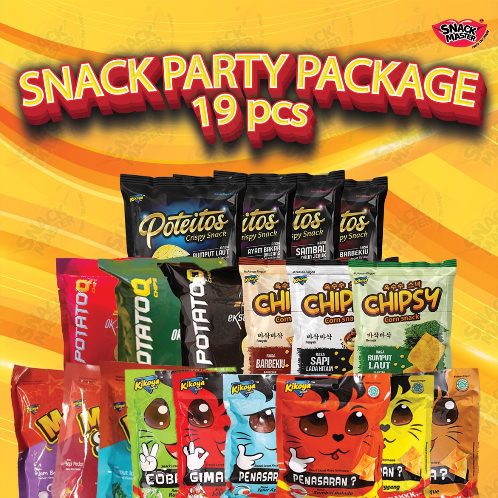 

SNACK PARTY PACKAGE 19 Kikoya Potato Corn Chips Crunchy Mix Flavor Keripik Food Cemilan Crispy Pedas Kentang Cheese Snacks PAKET USAHA SNACK ULANG TAHUN