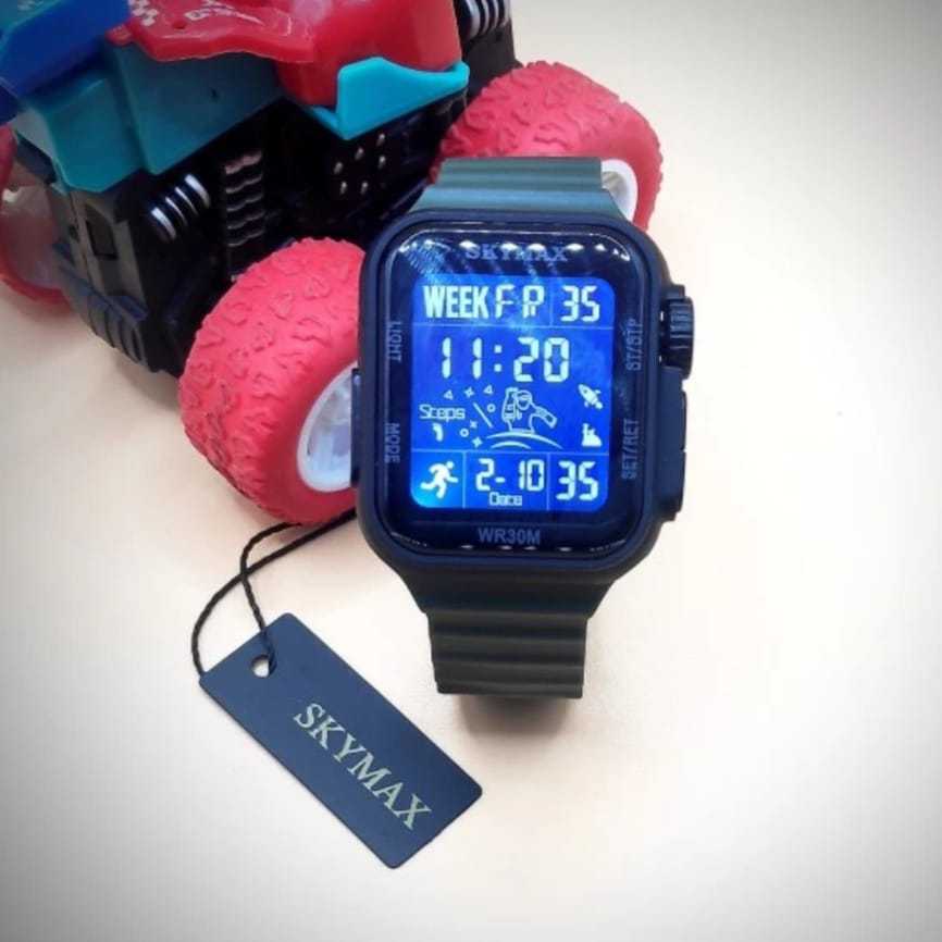 Jam tangan Pria Skymax 2301 kotak digital tali rubber/silicon original