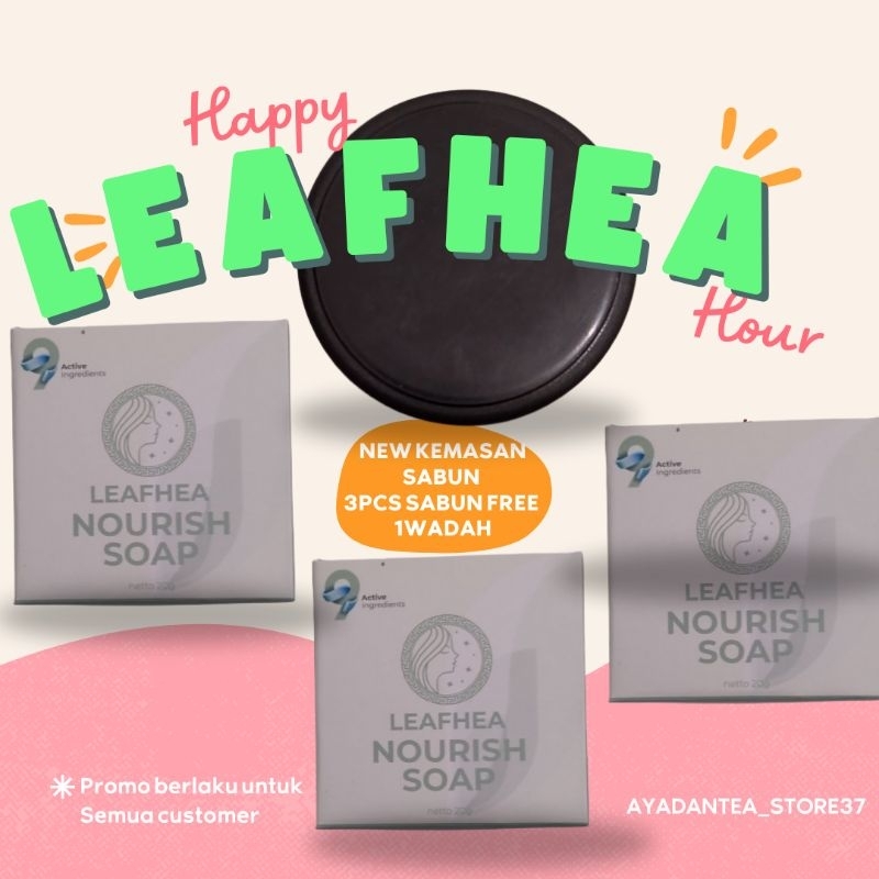 NOURISHSOAP LEA_FHEA SABUN HERBAL ORIGINAL 3PCS FREE WADAH HITAM POLOS