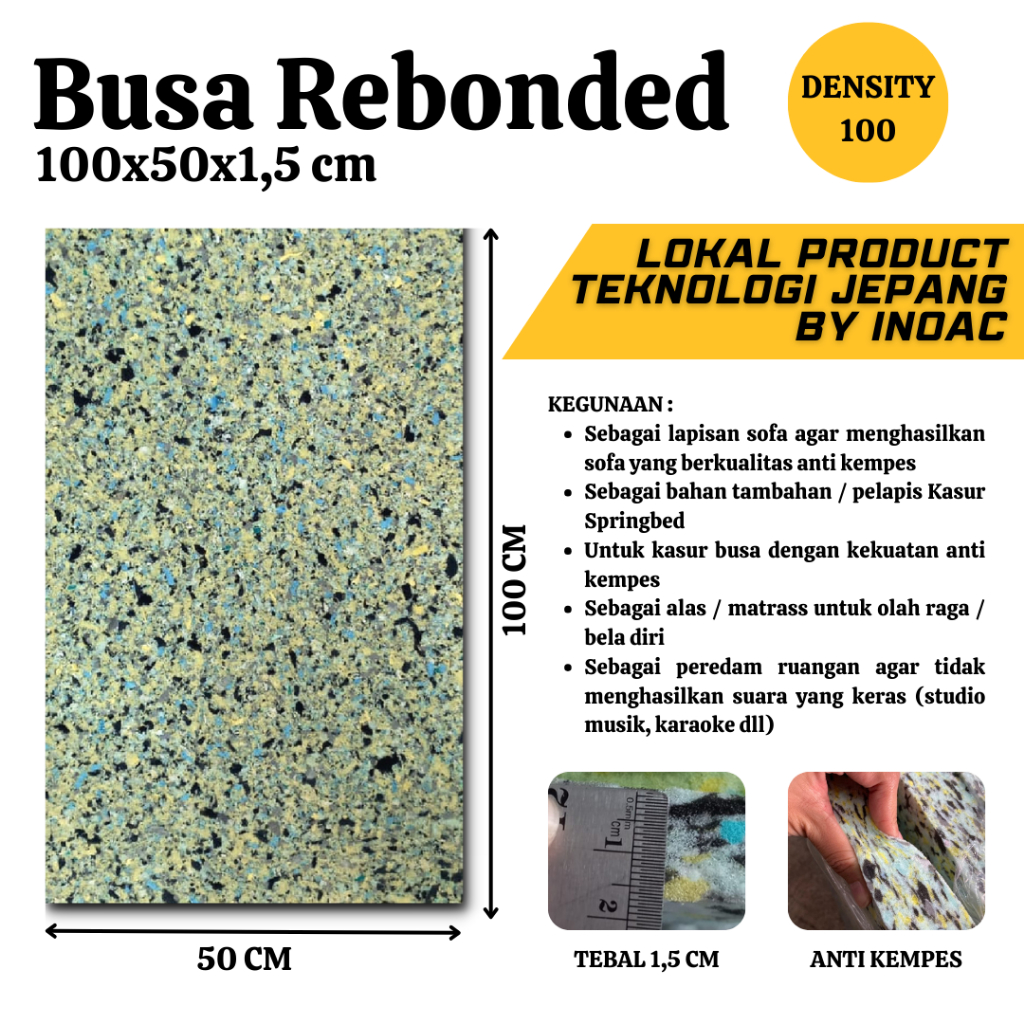 Busa Rebounded Rebonit Density 100 - Busa Rebonit Padat 100x50x1,5 CM (50cm)