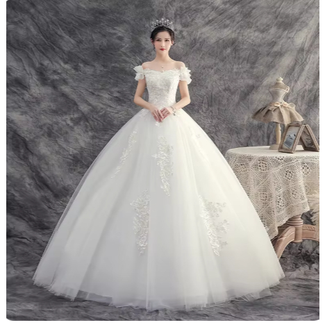 WEDDING DRESS MARRIAGE ELEGANT SIMPLE WHITE BRIDAL GAUN WEDDING