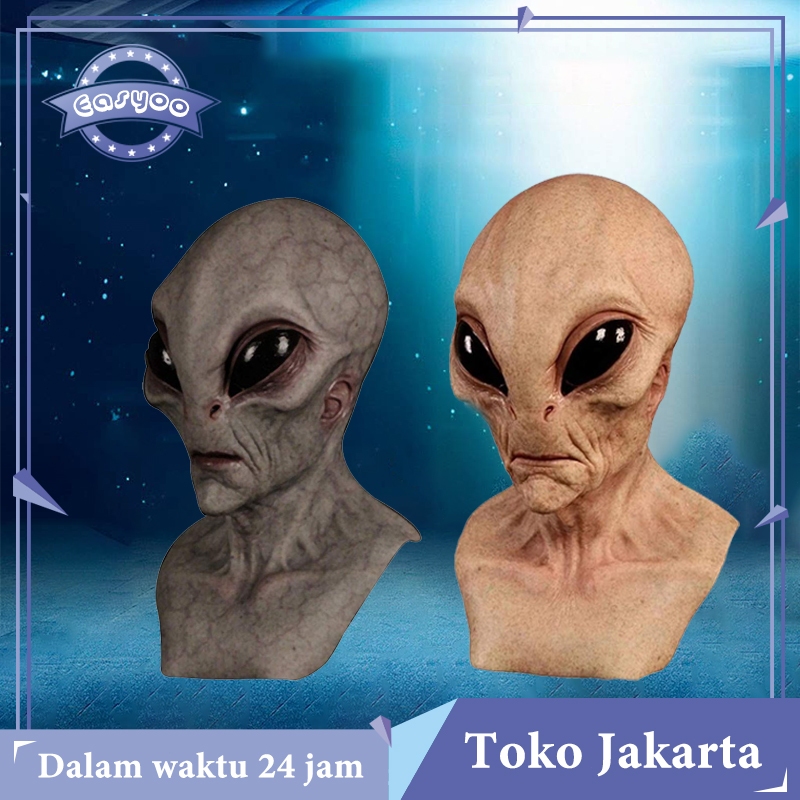 Topeng Alien Topeng Latex Karet Halloween Setan Hantu Alien Topeng Alien