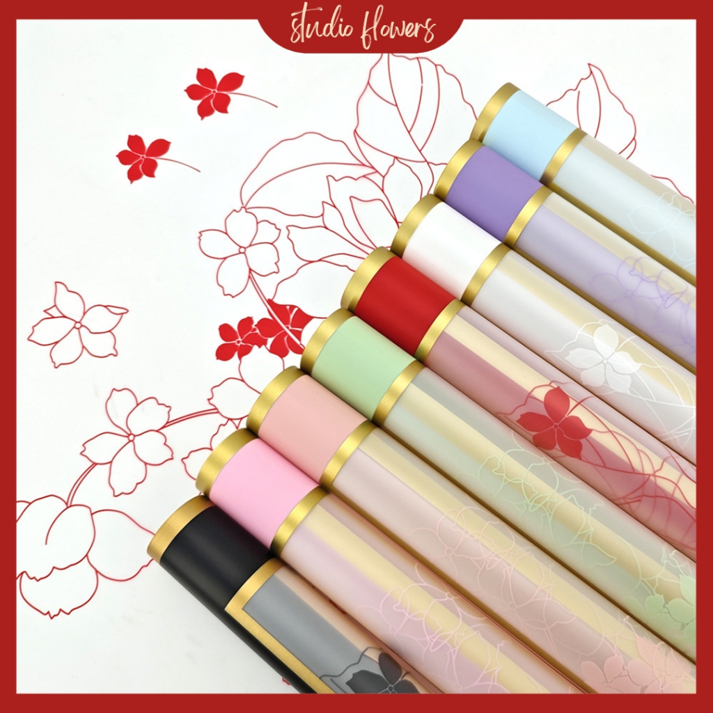 

(20 LEMBAR) Flower Wrapping Motif Sakura TransparanKertas Buket Bunga Motif Sakura Bunga KB6270