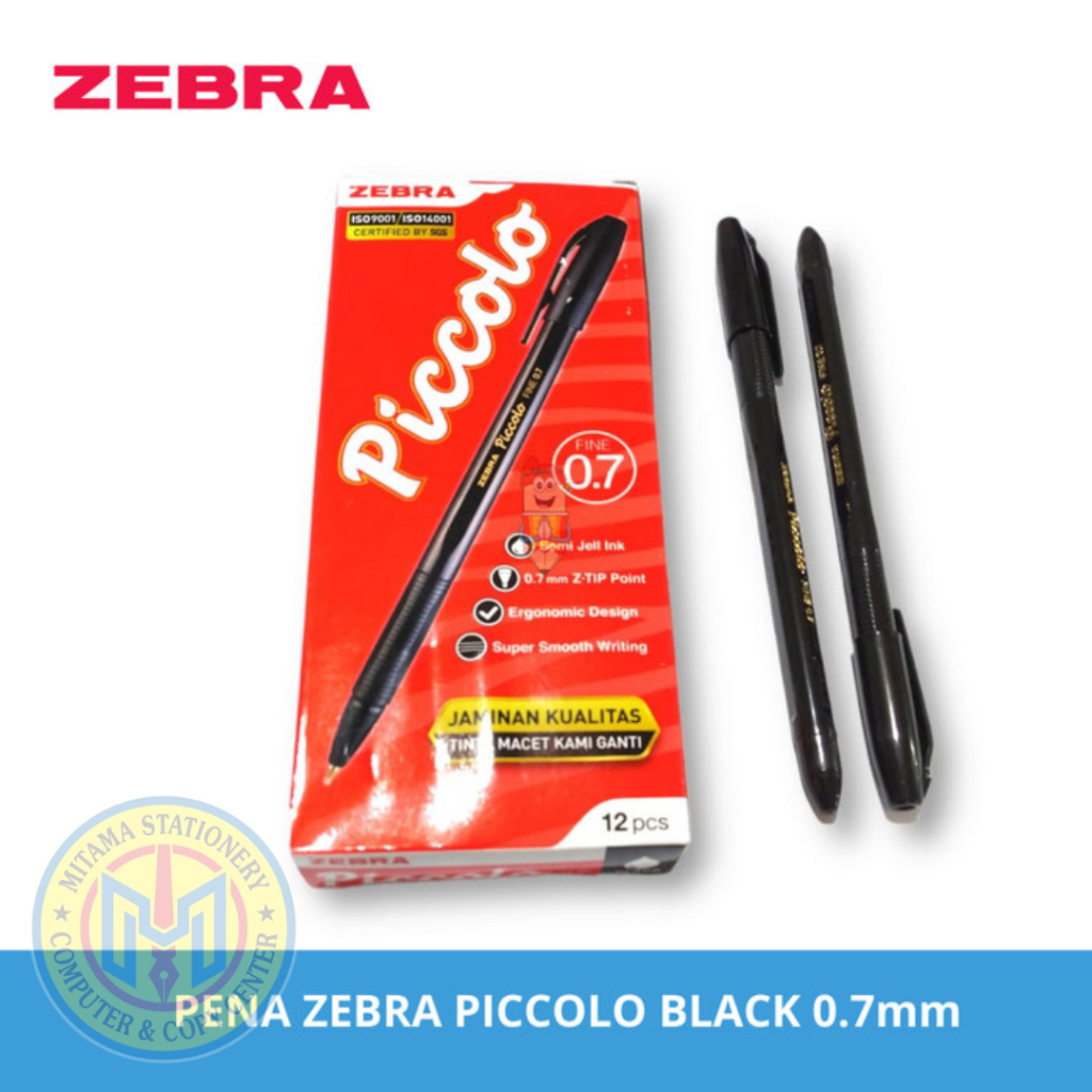 

Pena Pulpen Zebra Piccolo 07mm Black Hitam Semi Gel