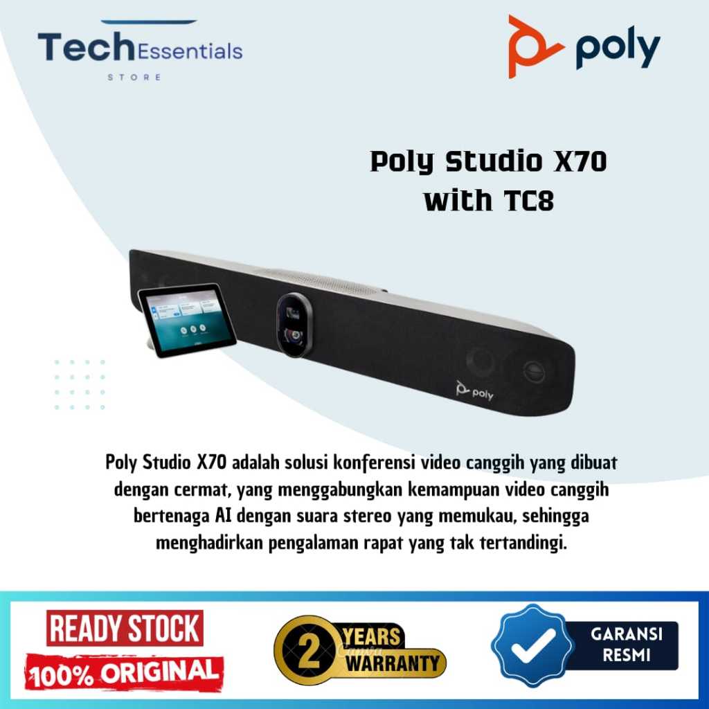 Poly Studio X70 - Video Bar 4K UHD dengan Dual-lens dan AI Tracking