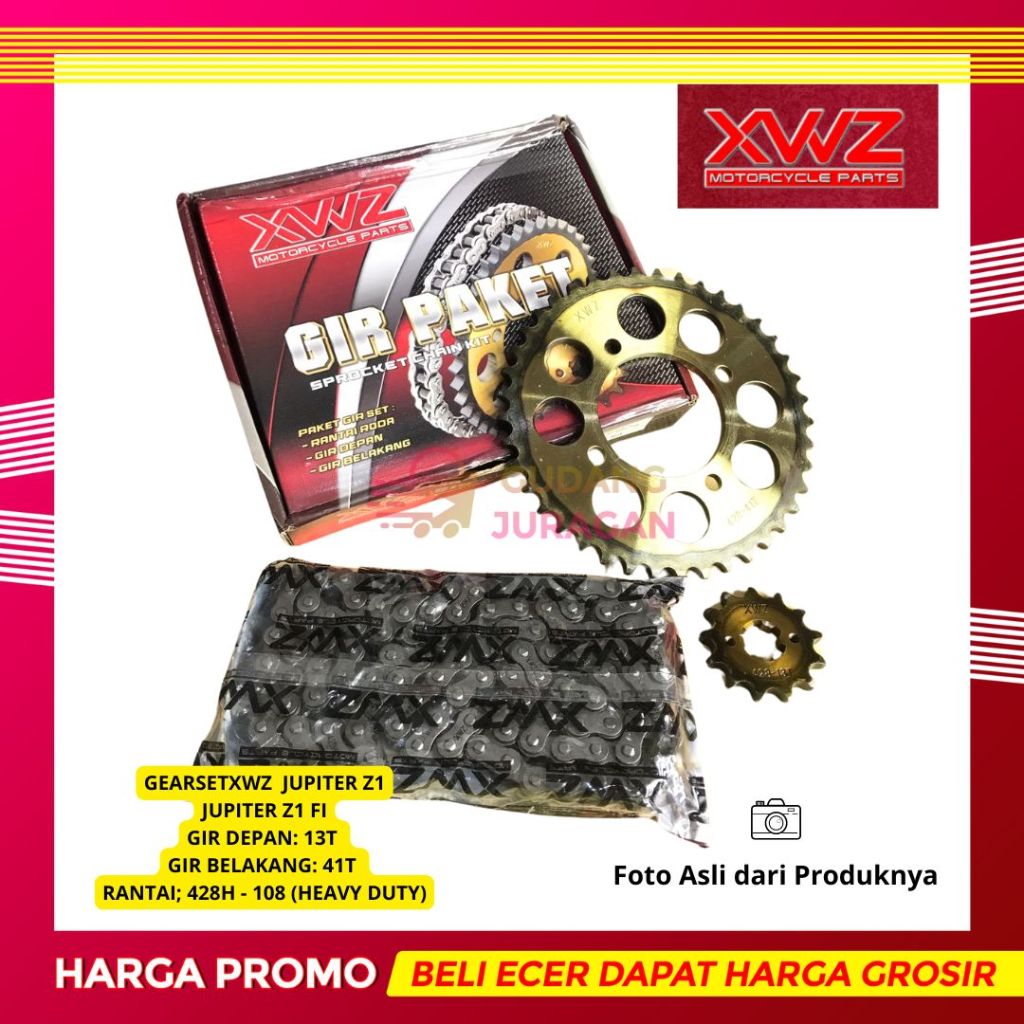 GEAR SET XWZ JUPITER Z1 JUPITER Z1 FI GIR GEAR DEPAN GIR BELAKANG RANTAI