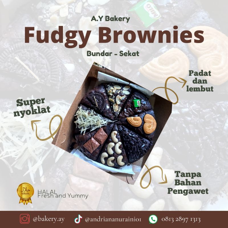 

Fudgy Brownies (Bundar Sekat)
