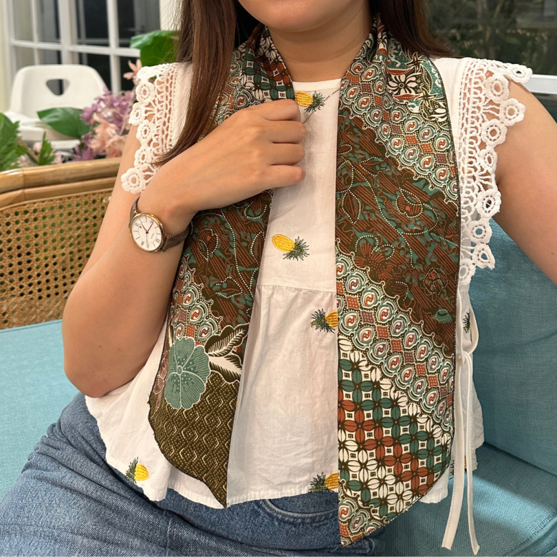 SYAL SCARF BATIK DASI / DASI HIJAU / SOUVENIR LOCAL UNIK