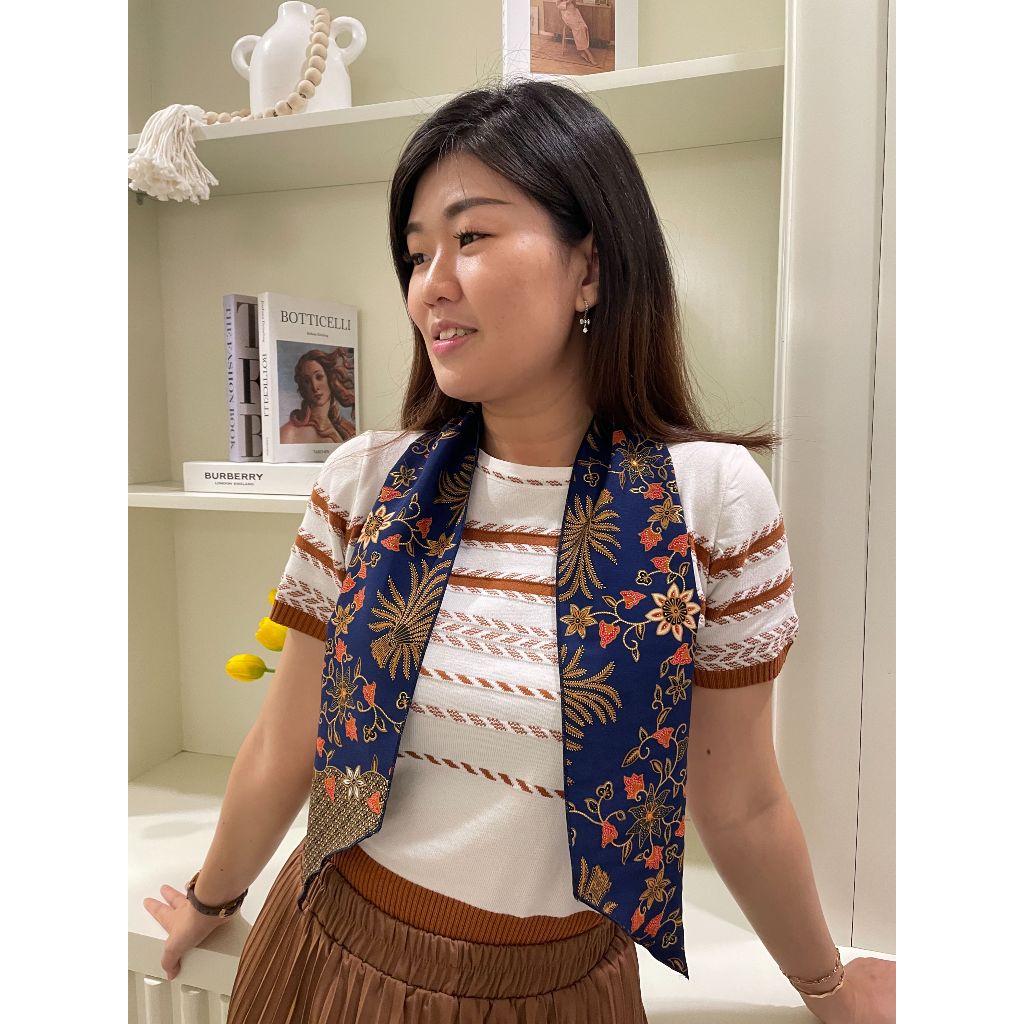 Syal Scarf Batik Dasi / Dasi Biru / Souvenir Local Unik