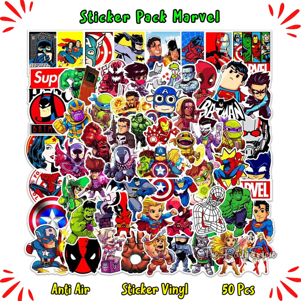 

50Pcs Stiker Vinyl Tahan Air The Avengers Marvel untuk Ponsel Laptop Snowboard Bagasi Kulkas DIY Stiker Mainan Anak