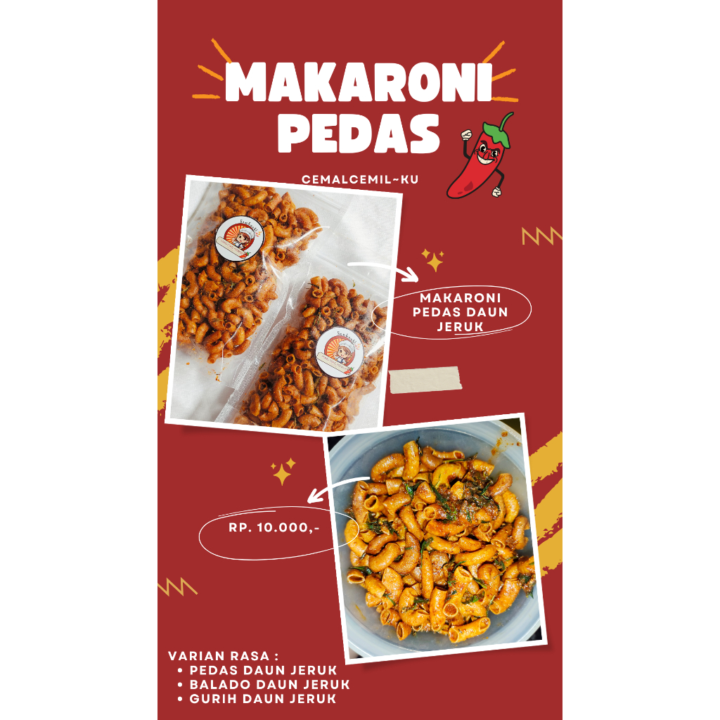 

Makaroni Pedas Daun Jeruk - 100gr - Pedas - Snack - CemalCemilku